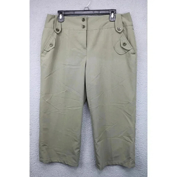 Larry Levine Stretch Women's Olive Green Capri's -Sz. 14-Pockets-Nice - Picture 1 of 9